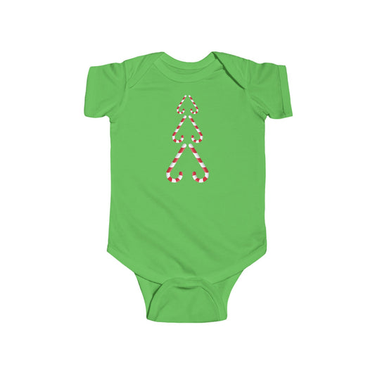 Infant Bodysuit — Minimal Candy Cane Christmas Tree Baby Onesie (Matching Family)