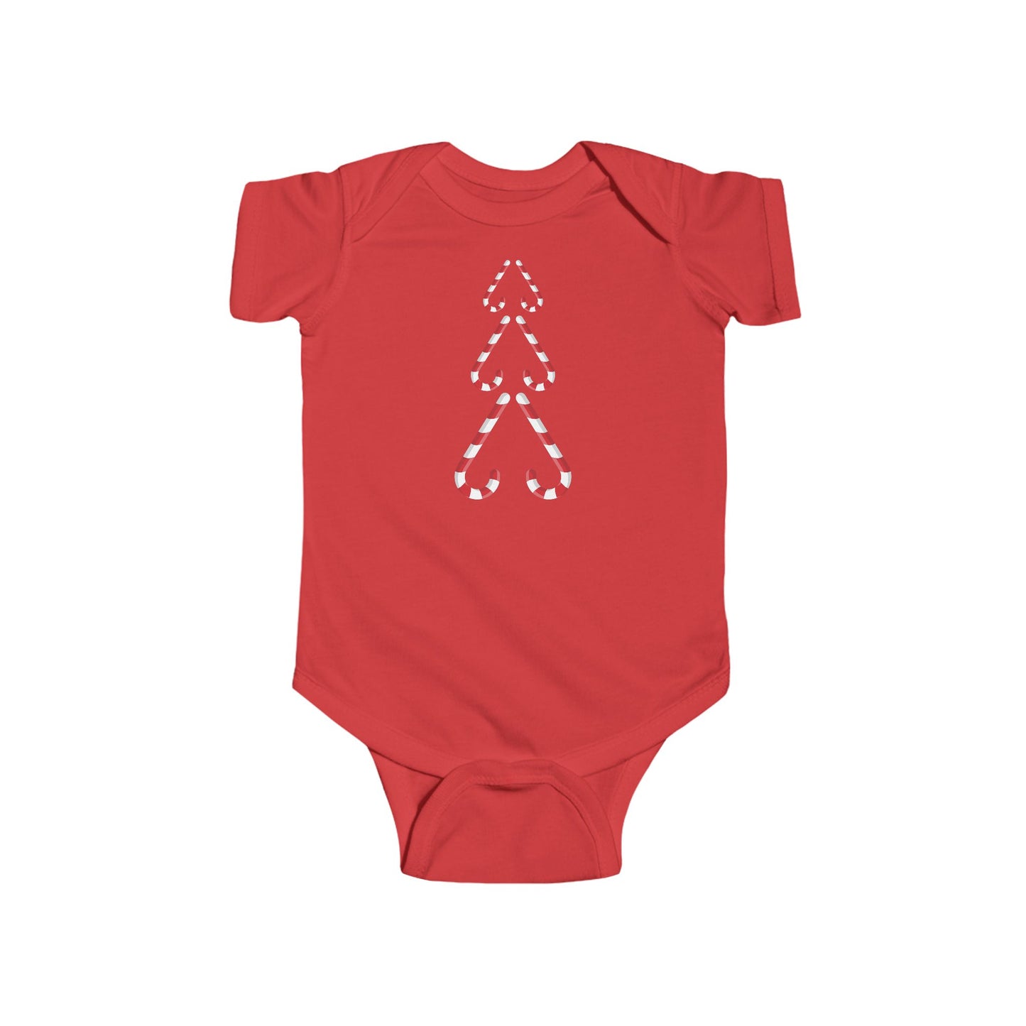 Infant Bodysuit — Minimal Candy Cane Christmas Tree Baby Onesie (Matching Family)
