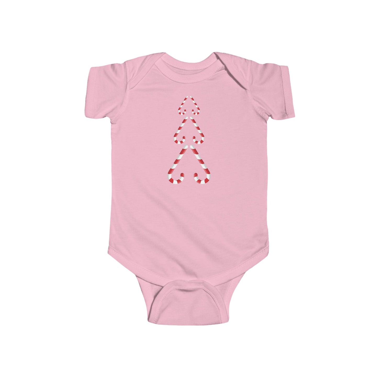 Infant Bodysuit — Minimal Candy Cane Christmas Tree Baby Onesie (Matching Family)