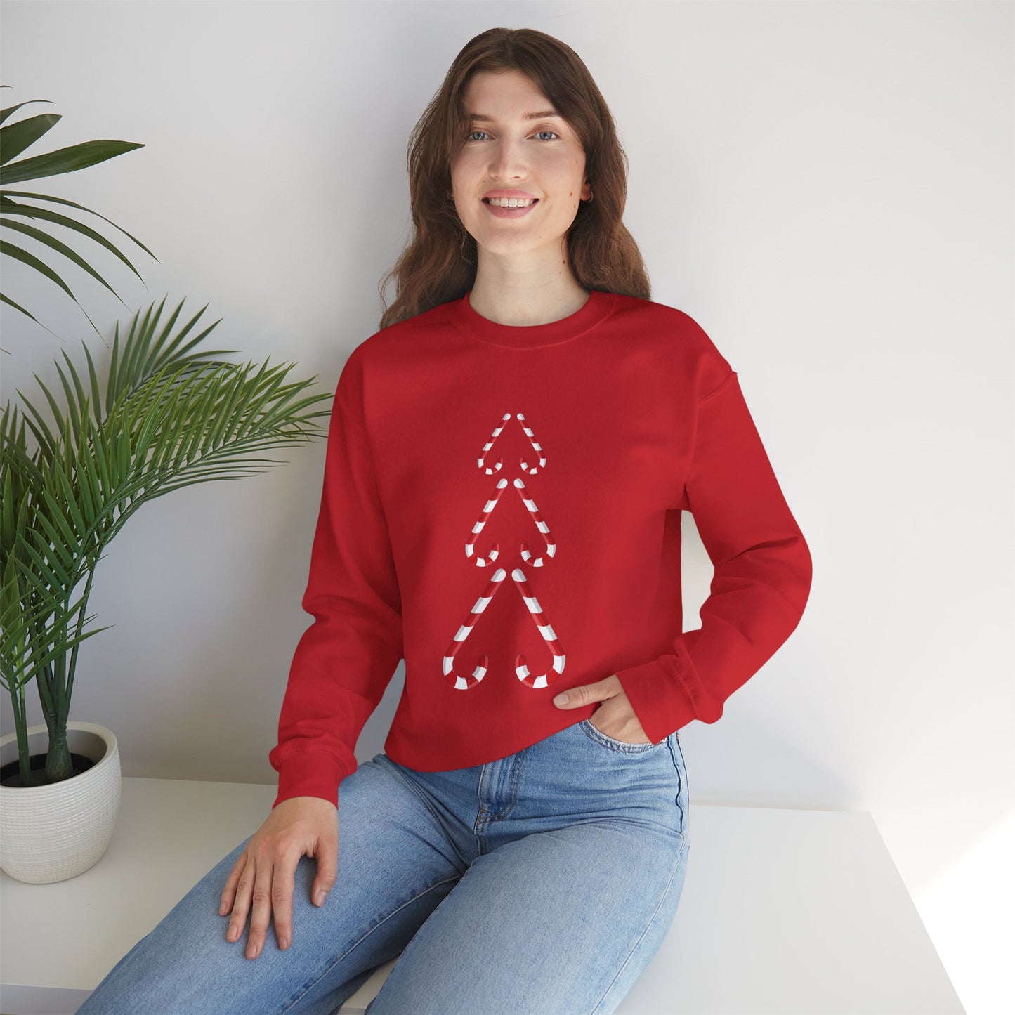 Minimalist Candy Cane Tree Crewneck Sweatshirt (Matching Family)